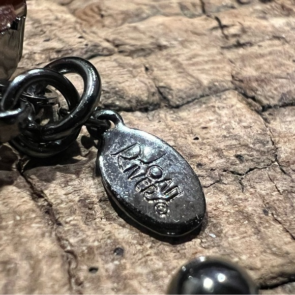 Joan Rivers Necklace Amber Jewelled Necklace Gun Metal Chain Lucite Acrylic - Picture 5 of 7